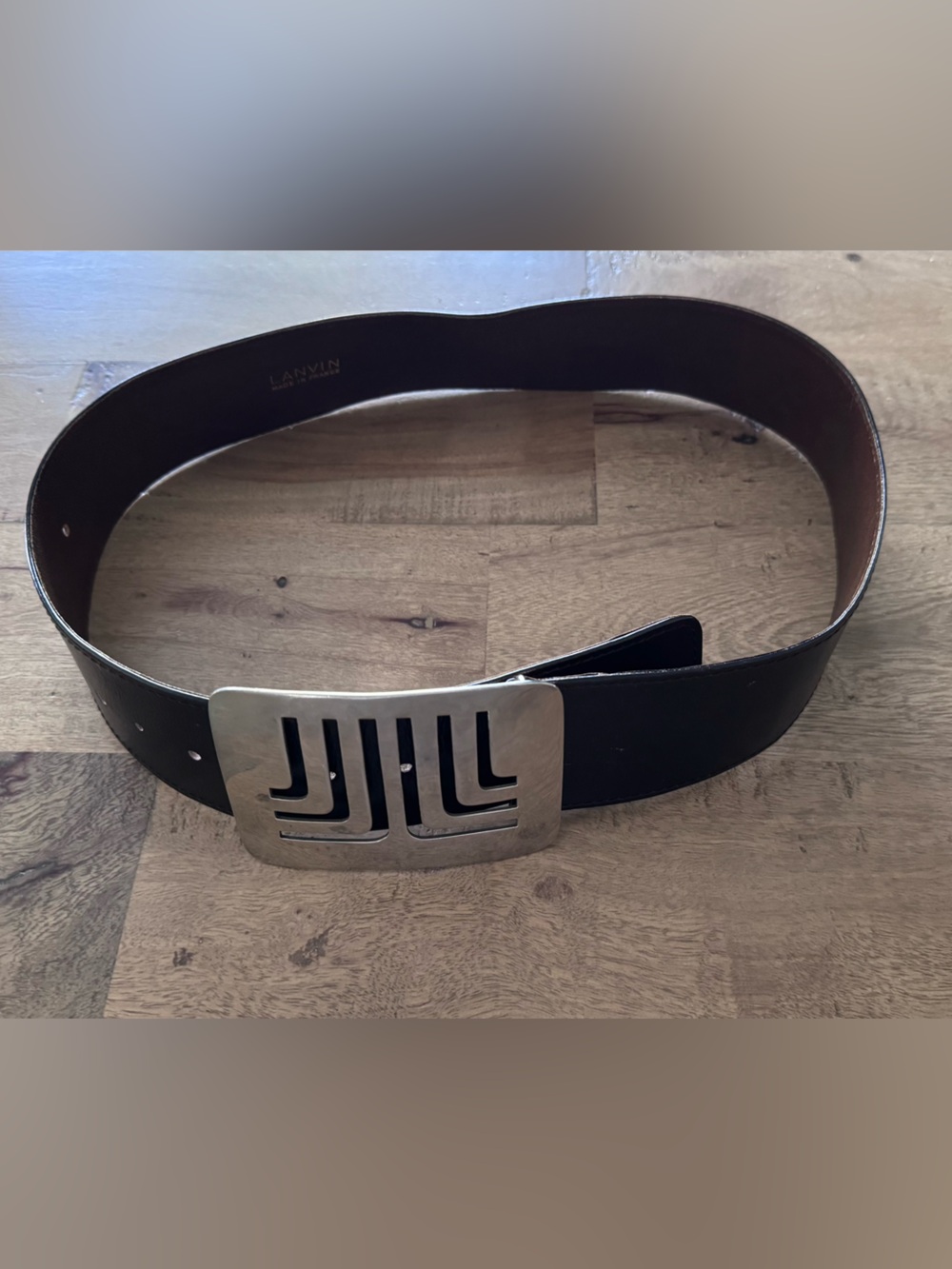 LL brown big logo buckle belt Lanvin made in France